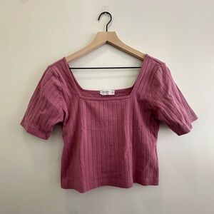 LA Relaxed Organic Cotton Pointelle Square Neck Top